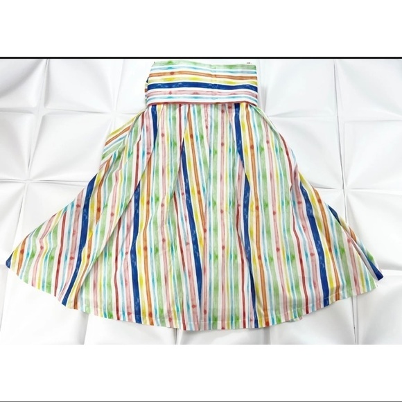 Brooke Wright Womens Sz 2 Rainbow Striped Colorful A Line Skirt Lottie Bow Belt - Picture 8 of 12